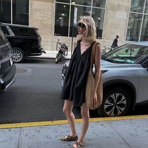 Helsa Mini Dress With Lace in Tech Poplin